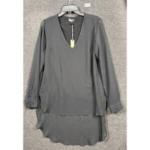 Kut From The Kloth Blouse Semi Sheer Womens M Black Long Sleeves Long Back NEW